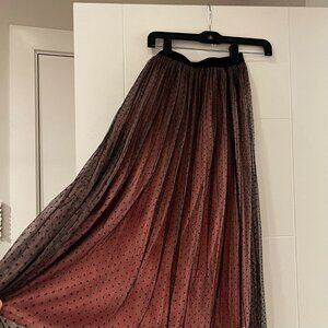 XS Zara black and pink polka dotted tulle skirt